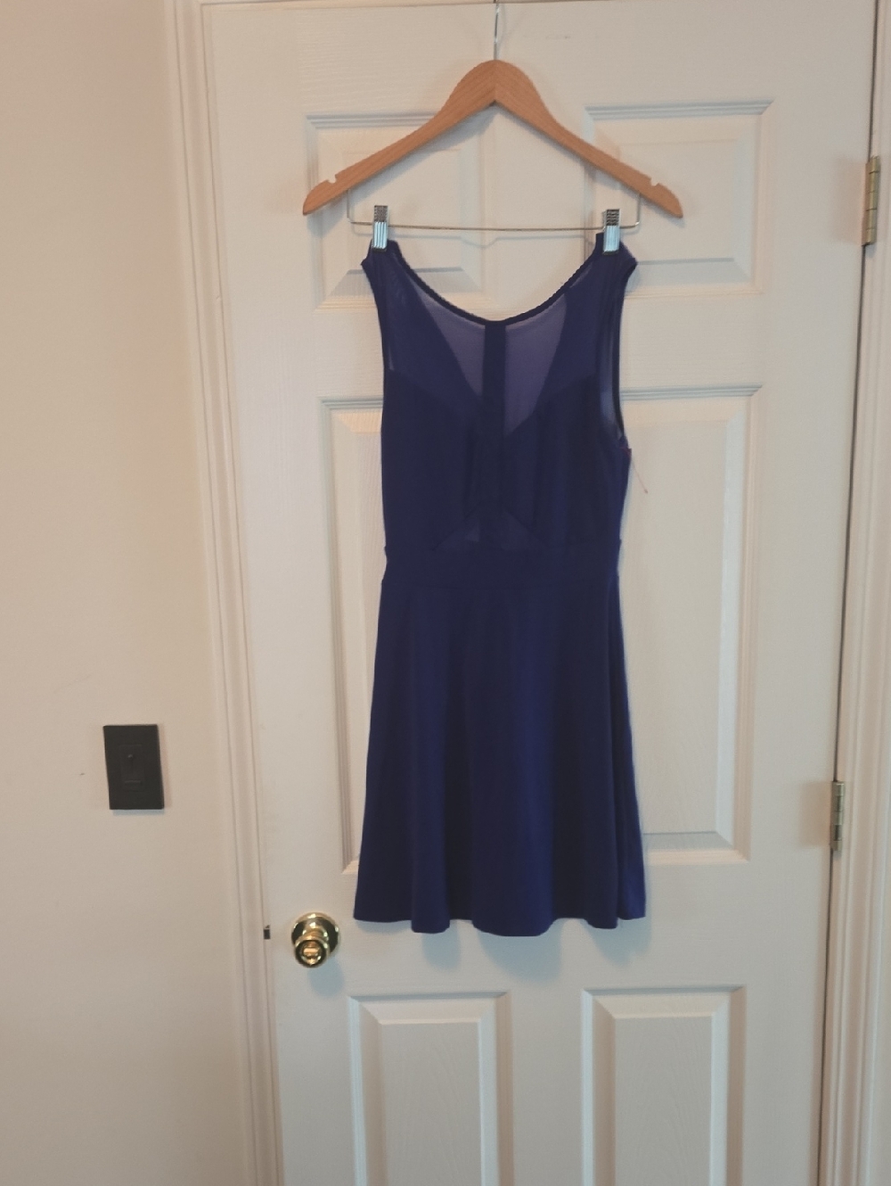 silence + noise Royal Blue Chiffon-Accent Fit & Flare Mini Dress